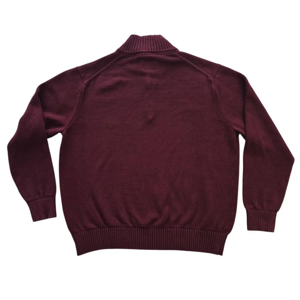 St. John's Bay Quarter Zip 100% Cotton Heavy Knit Sweater Maroon Red Size XL